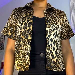 PLT cheetah printed satin top